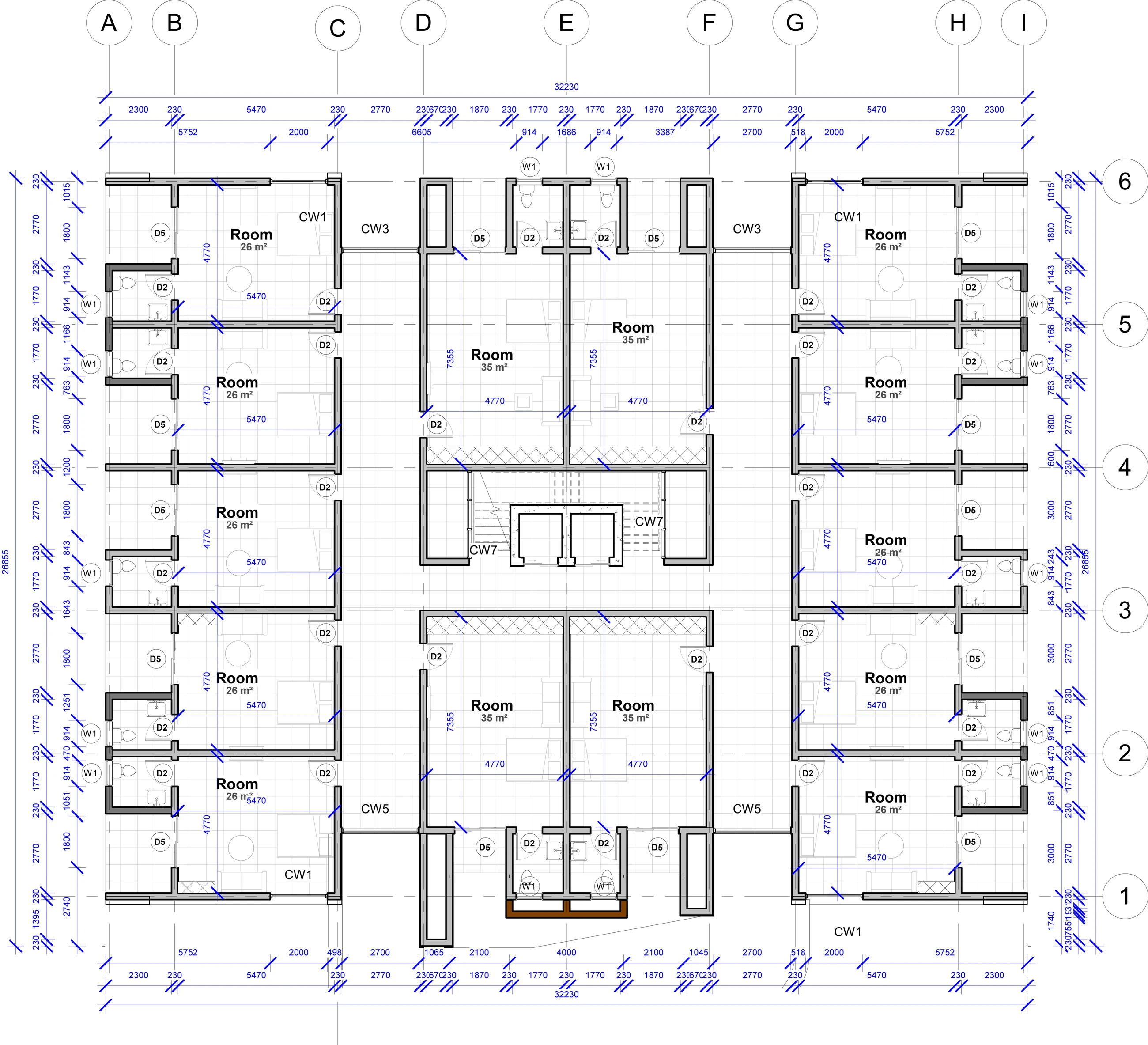 Architectural floor plan with ClickDraft dimensions